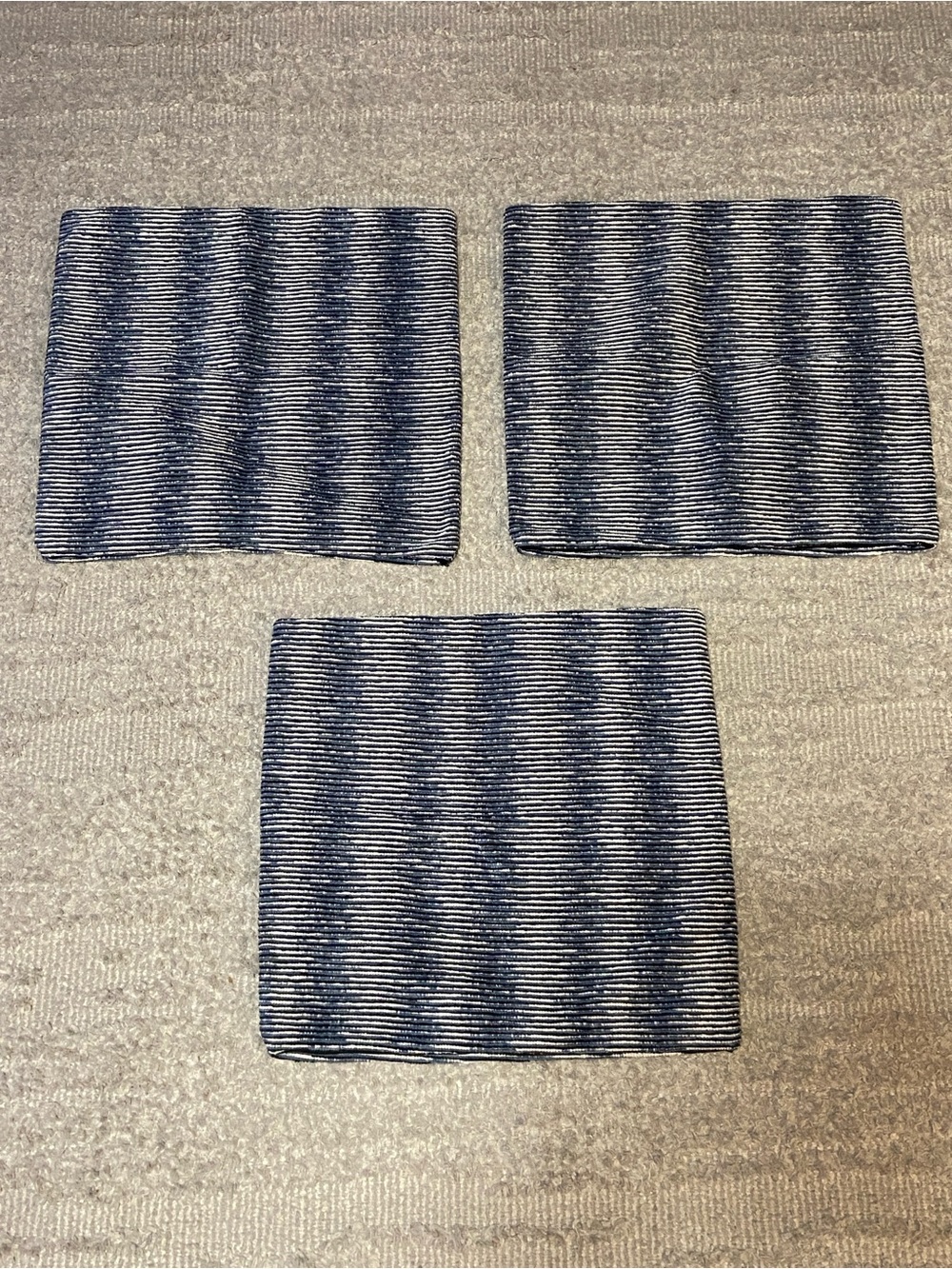 Set Of 3 Jonathan Louis Blue Patterned Pillow Covers-21.5 x 21.5